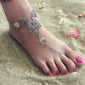 Bohemian Jewelry Antique Silver Color Hollow Flower Chain Anklets Beach Barefoot Sandals Foot Jewelry